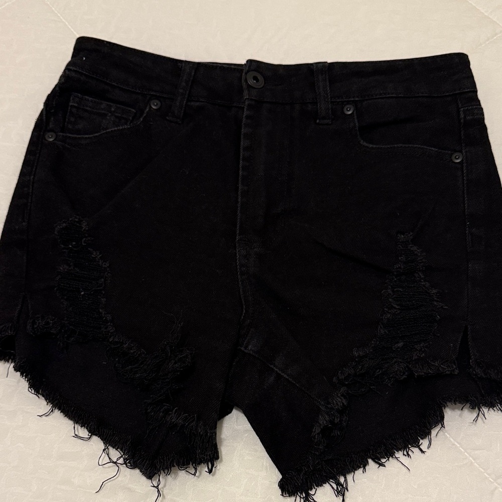 BCBGeneration Black Distressed Denim Cutoff Shorts